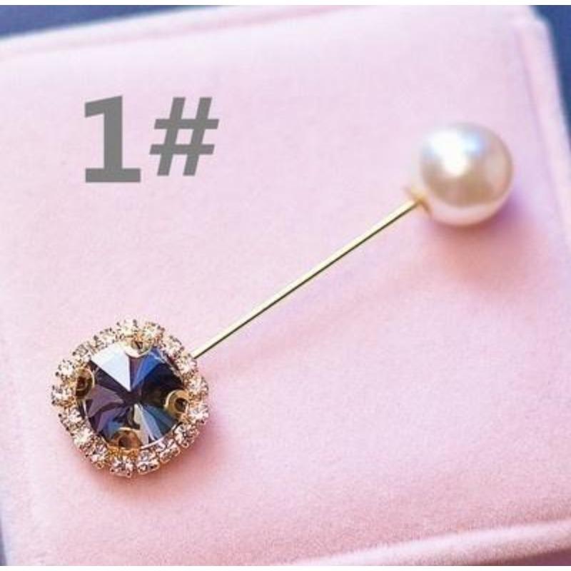 Classic Flowers Brooches New Long Crystal Needle Circular Pins Female Personality Elegant Brooch Car
