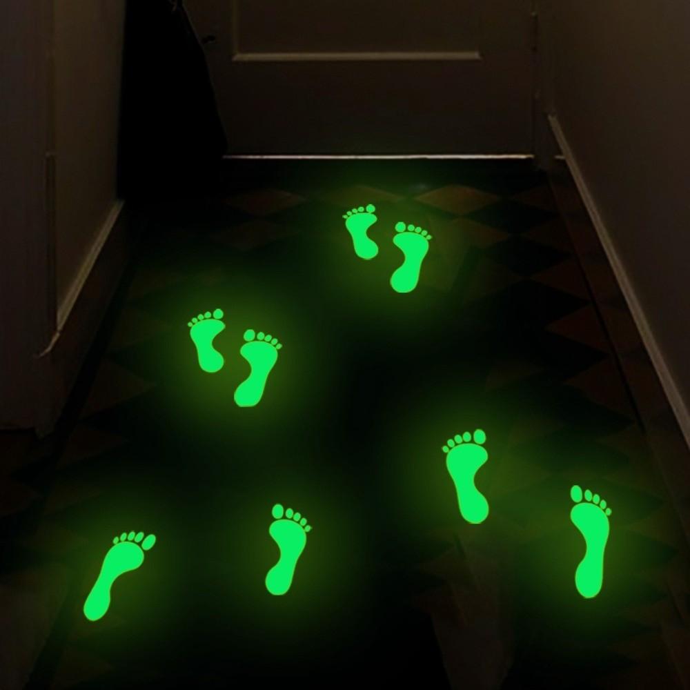 Waterproof 2D Flat Footprint Sticker Self-Adhesive Non-Slip Glow In The Dark Stickers Removable Unique Floor Wall Stickers