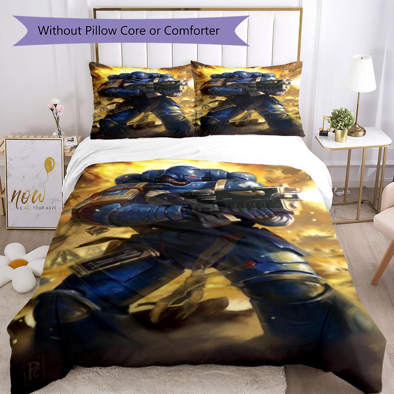 3pcs Warhammer 40K Bedding Set Duvet Cover Closure Includes 1 Duvet Cover & 2 Pillowcases, Soft and Comfortable for All Seasons.