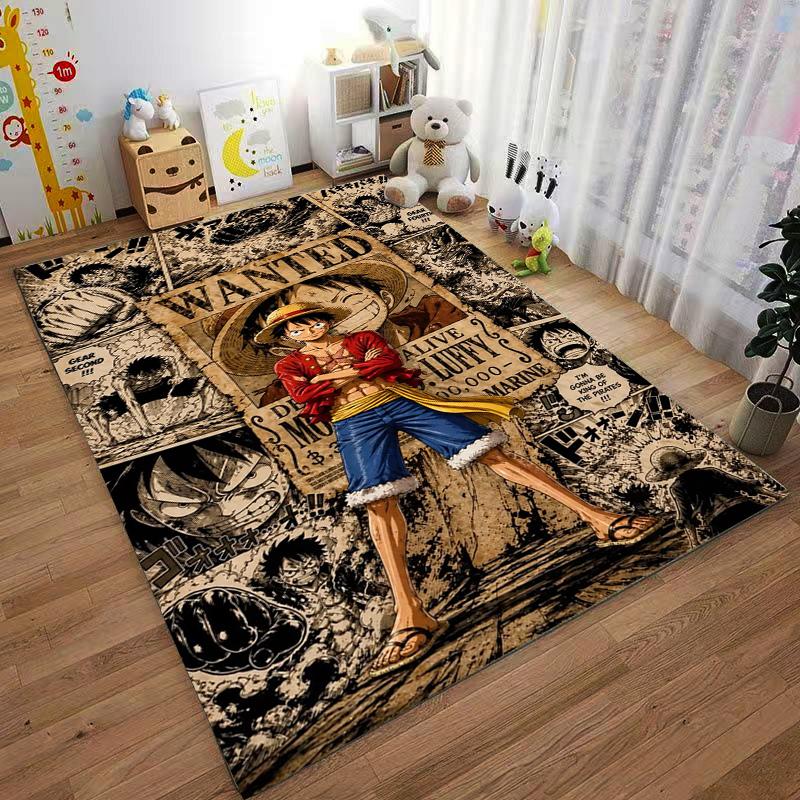 "Anime-Style Pirate Wanted Poster Carpet with Straw Hat Character Print" Suitable for Use As an Anti-slip for Living Room Bedroom Sofas