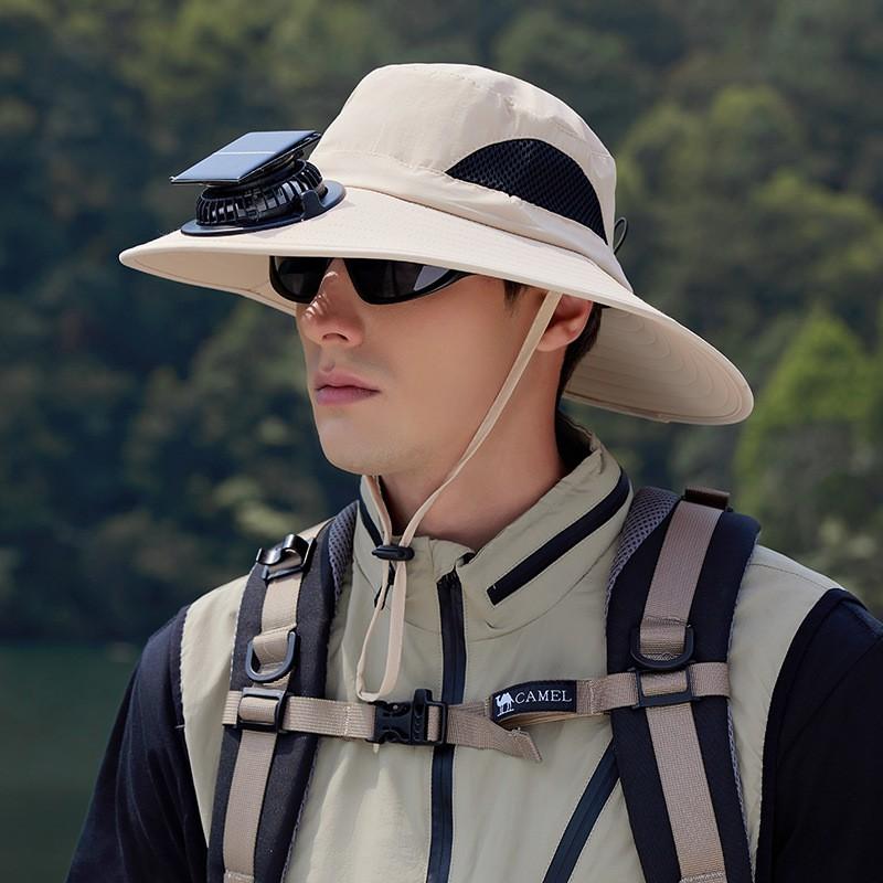 Solar Powered Fan Hat Men Women Outdoor Fishing Hiking UV Protection Breathable Quick Dry Wide Brim Sun