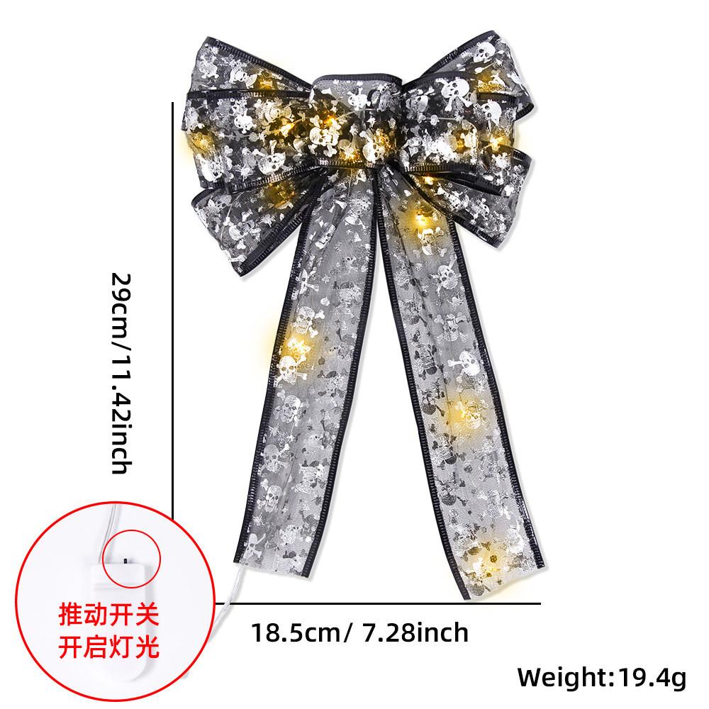 Halloween Stunning Bow Decoration With Glowing Skeleton And Pumpkin Designs For Parties Festive
