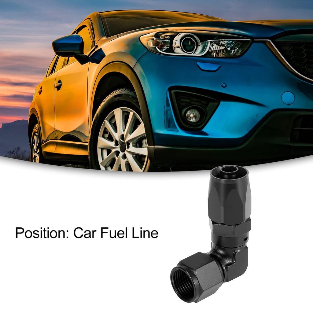 ACROPIX Fuel Line Hose End Fitting Female Swivel Coupler Hose Union Aluminum Alloy 90 Degree AN8 Black 1pcs