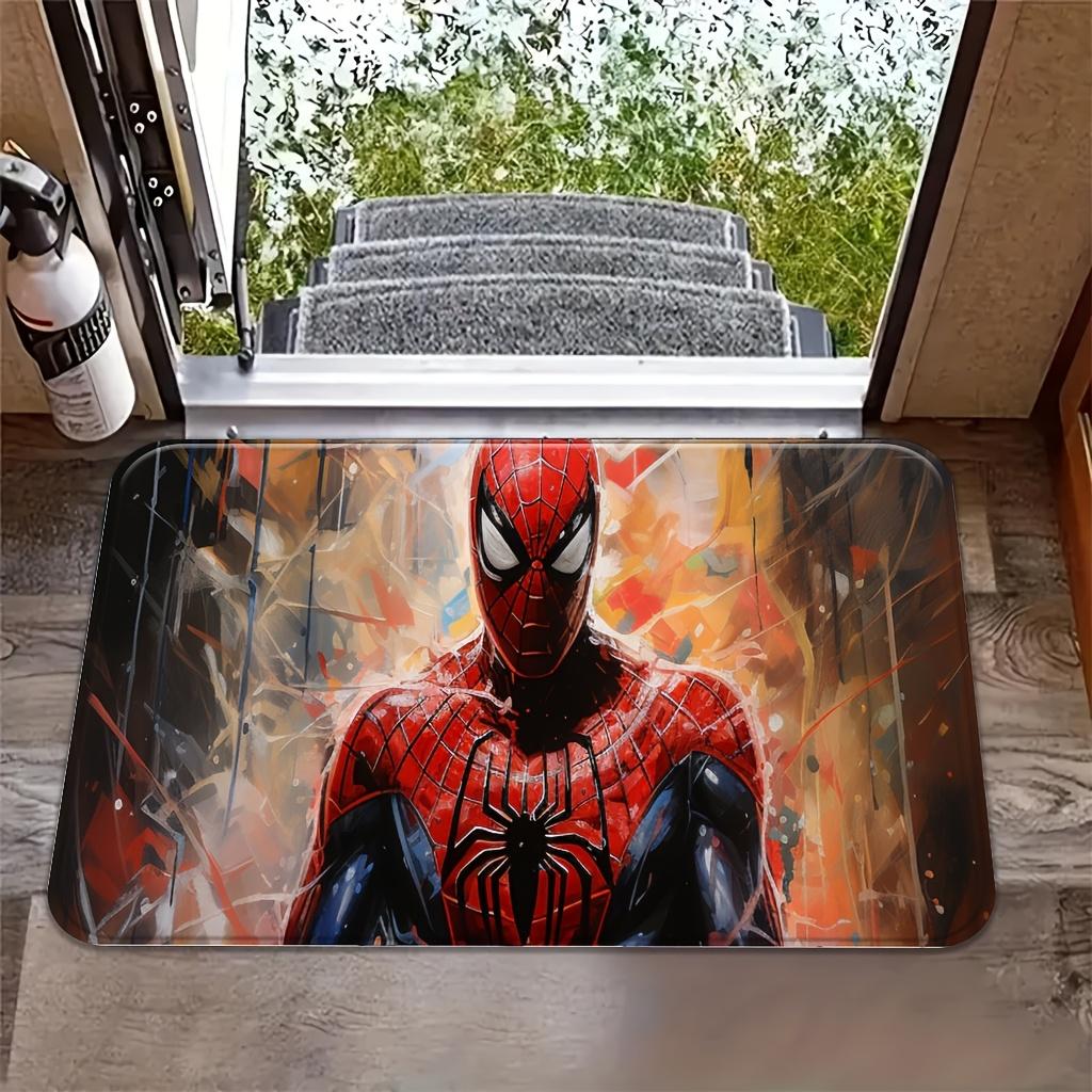 Marvel 1pc Cartoon Print Doormat, Spider-Man Red Suit Abstract Brushstroke Background Decorative Pattern, Easy to Clean, Suita