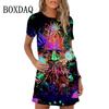 Fashion Owl Print Women Dress Summer Loose Mini Dress 3D Pattern Short Sleeve O-Neck Casual Female Dress
