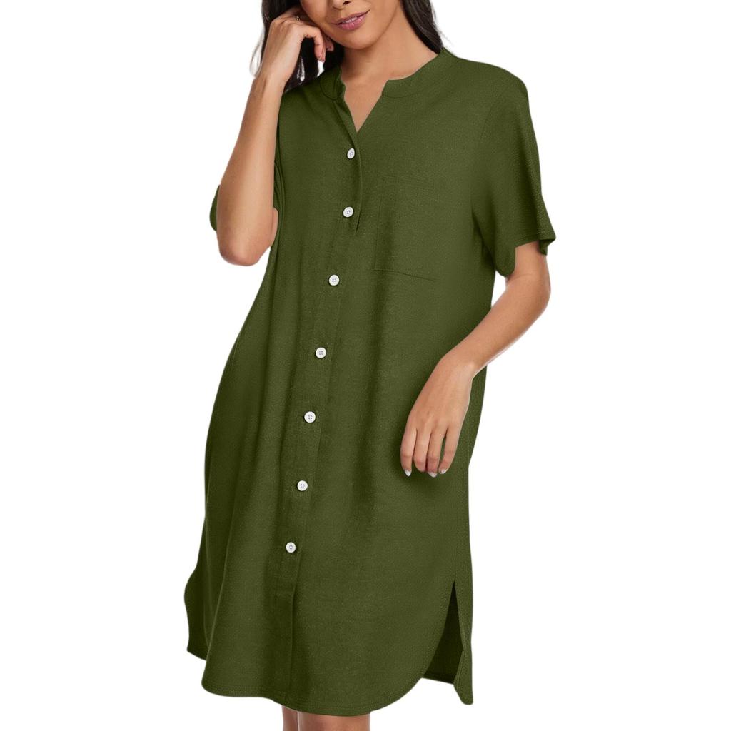 Women's Casual Fashion Sexy Short Sleeve Short Solid Color Nightgown Dress