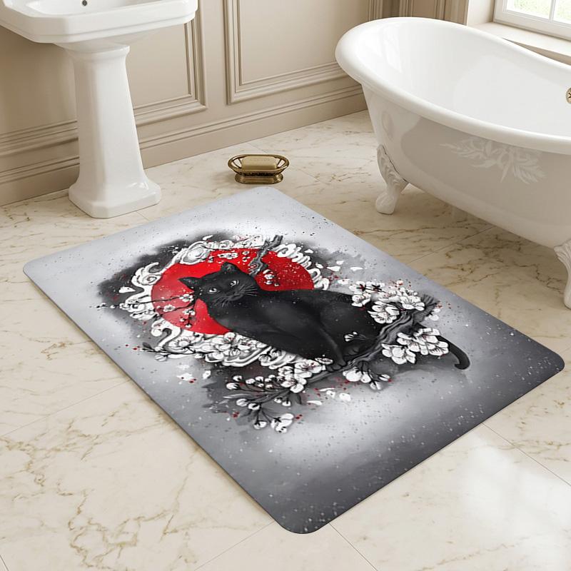 Black Cat Living Room Nonslip Area Rug Soft Carpet For Bedroom Game Playroom Sofa Office Home Decor Doormat Christmas Gift C9301235
