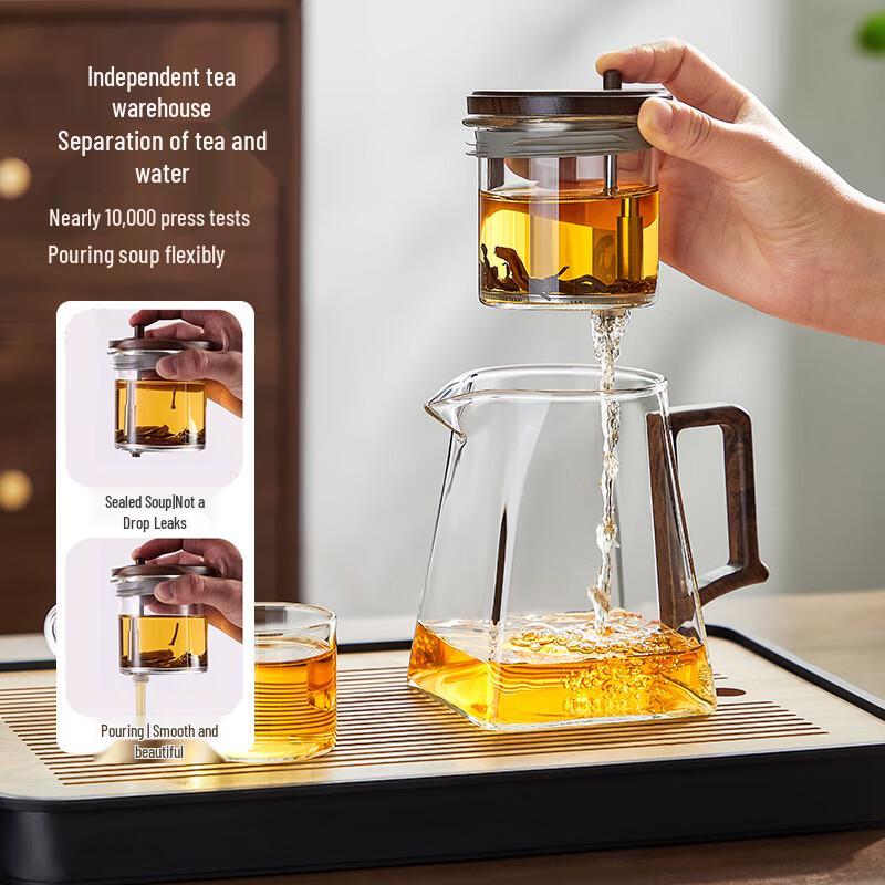 Large Capacity Glass Press-Type Teapot with Infuser