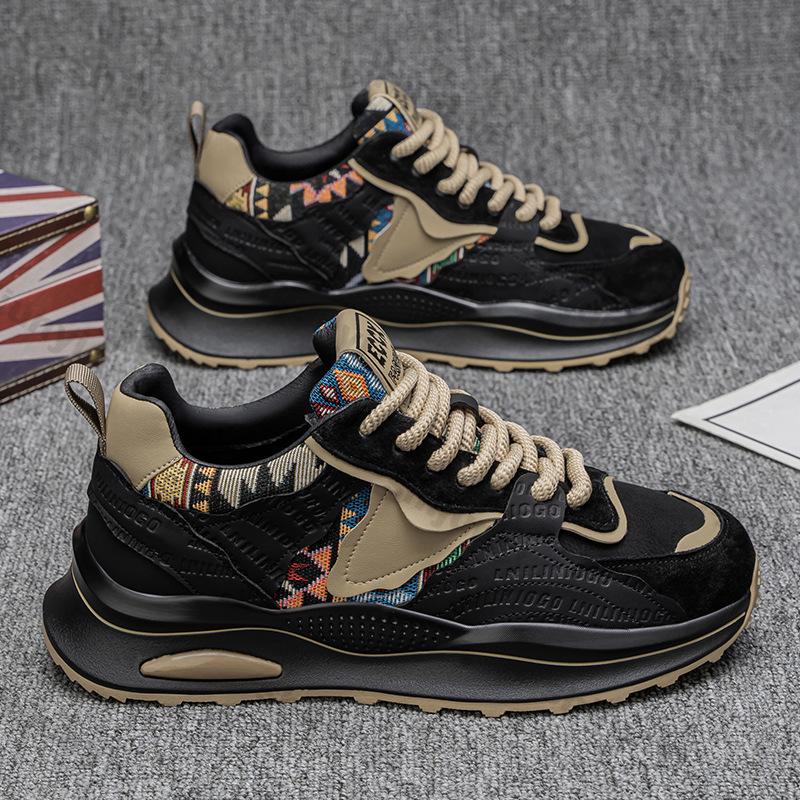 

Модная мужская обувь 2025 Весна Новая модная повседневная обувь Мужской комфорт Платформа Мужская Противоскользящая Износостойкая Спортивная обувь Zapatillas Hombre 39 чёрный