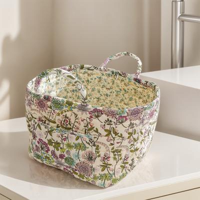 Padded Laundry Baskets Large Capacity Pastoral Style Baskets Quilted Laundry Hampers for Small Apartment Dormitory Closet