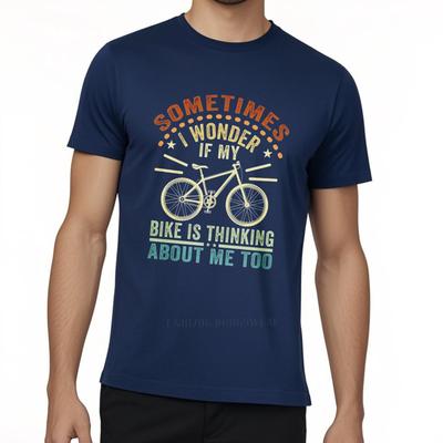 Große Größe Sommer Für Mann T-Shirt Manchmal frage ich mich, ob mein Fahrrad auch an mich denkt Kurzarm Atmungsaktiv Rundhals