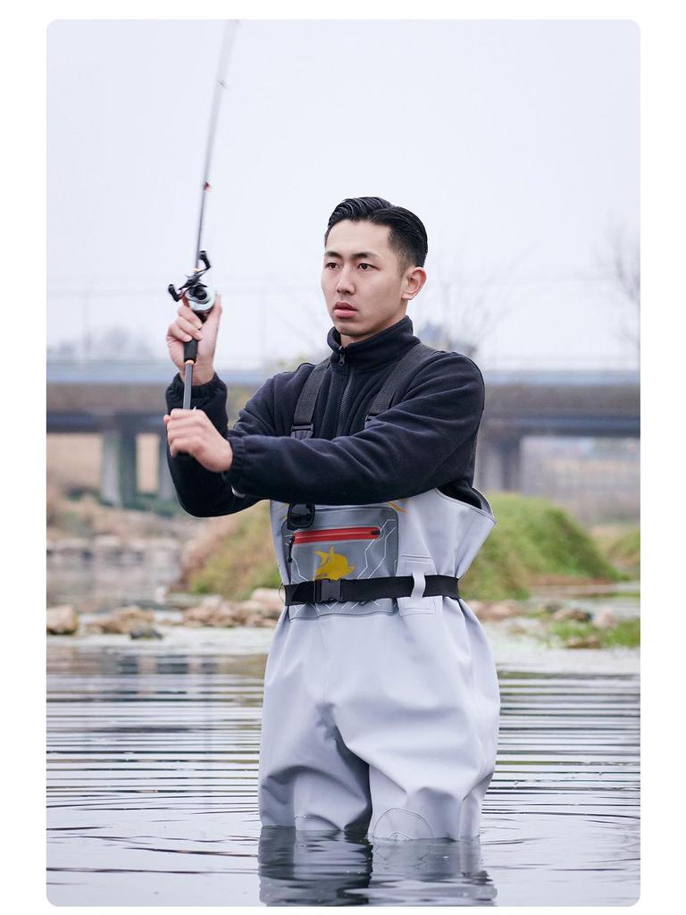 Shark Ultralight Waterproof Wading Pants with Rain Boots for Fishing