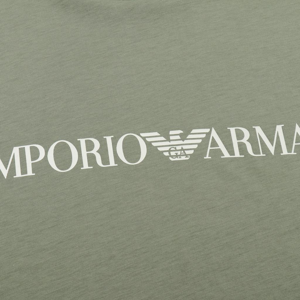 Emporio Armani FW23 Logo Print Loose Fit Crew Neck Long Sleeve T-Shirt Men Tops Green 8N1TN8-1JPZZ-0598