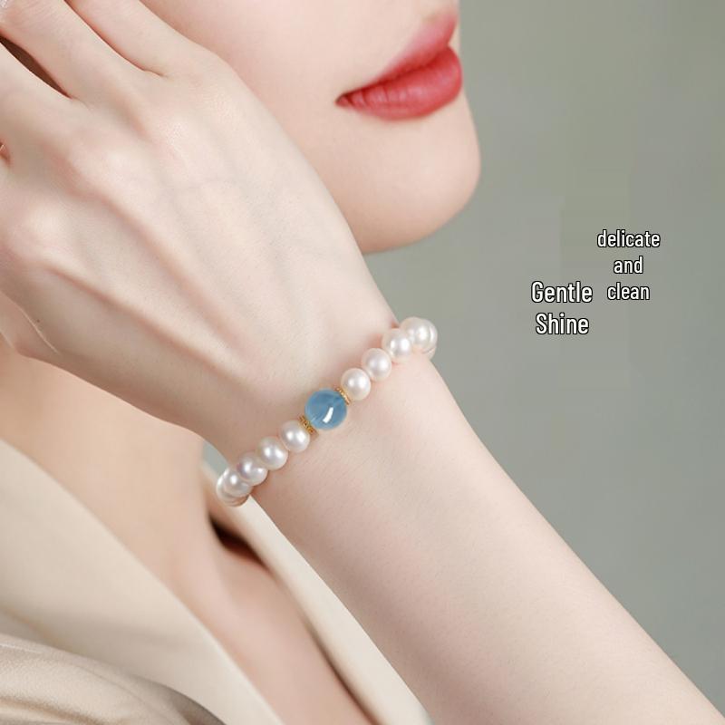 Aquamarin Perlenarmband für Frauen – Perfektes Geschenk für beste Freundin oder Freundin