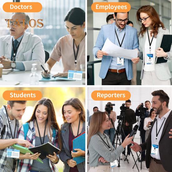 50 Pcs Black Lanyard Bulk Badge Lanyard for Office ID Badges Keys Flat Neck Lanyard with Badge Clip Swivel Hook for Schools Cruise Office Kids