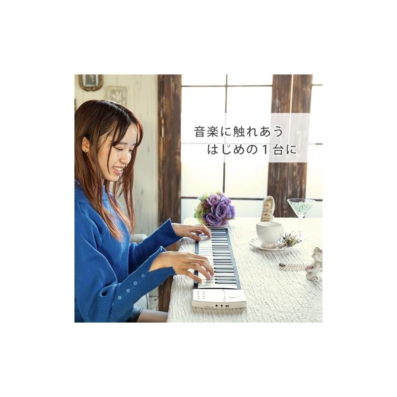 Carina Roll-Up Piano, 49 Keys, USB Rechargeable Keyboard with Built-in Speaker, Japanese Instruction Manual, Suitable for Beginners and Children