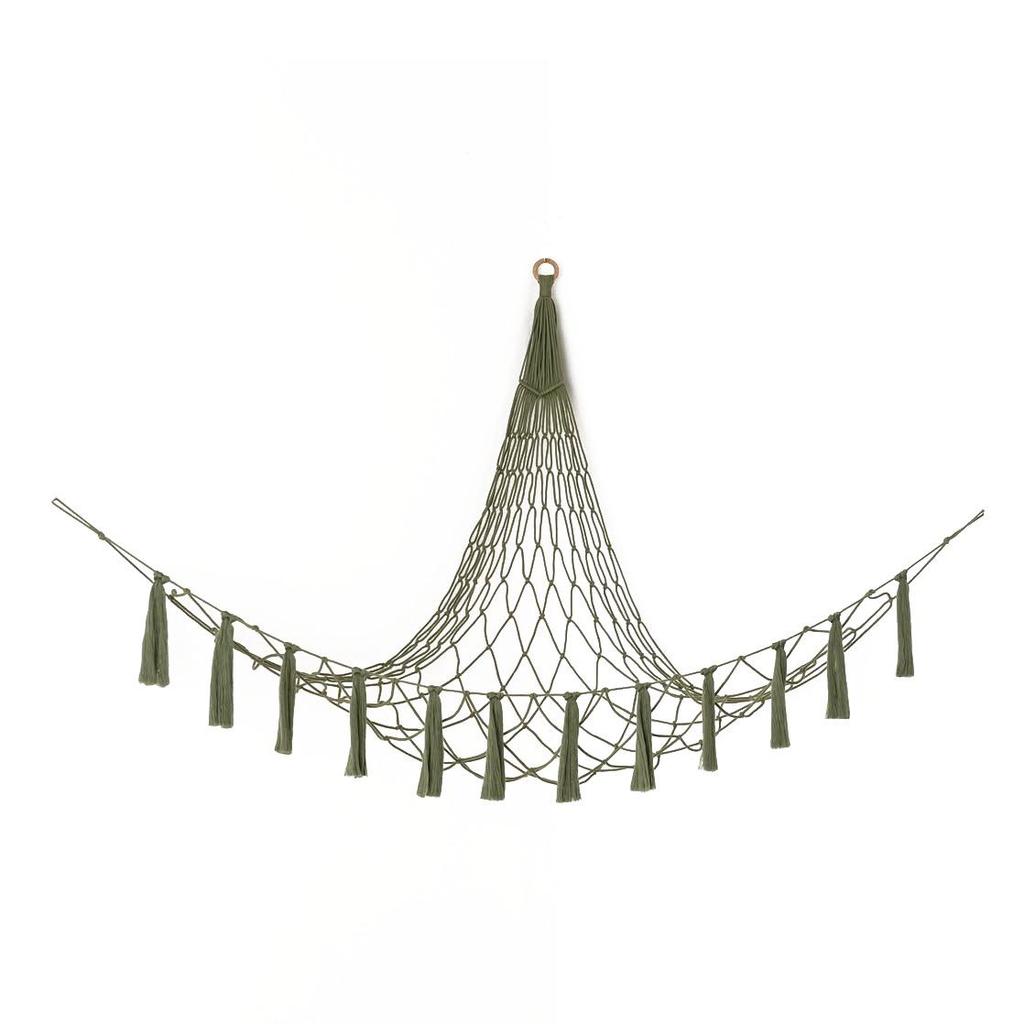 Colorful Triangle Plush Toy Storage Net: Handmade Woven Cotton Rope for Corner Doll Decoration