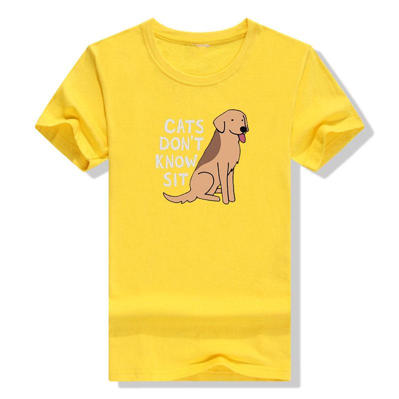 Cats Dont Know Sit Funny Dog Lover Shirt Women T Shirts Womens Clothing Animal Dogs Graphic Tee Tops Summer Fashion Novelty