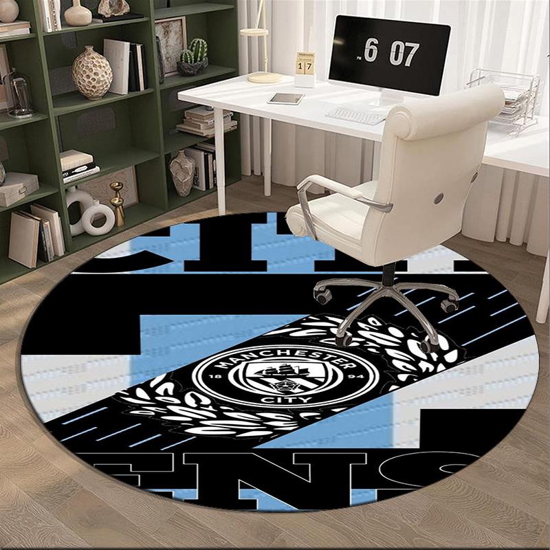1PC round rug City Football Club Printed Round Area Rug ,Rug For Home Office, Round Chair Rug, Decorative Carpet Fan gifts Christmas gift