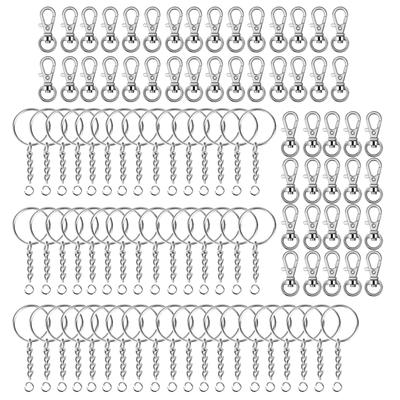 100 Stück Hummerklauen-Haken und für Schlüsselringe mit Kette und für Schlüsselanhänger-Bastelarbeiten und Schmuckherstellung DIY Anhänger Dekor