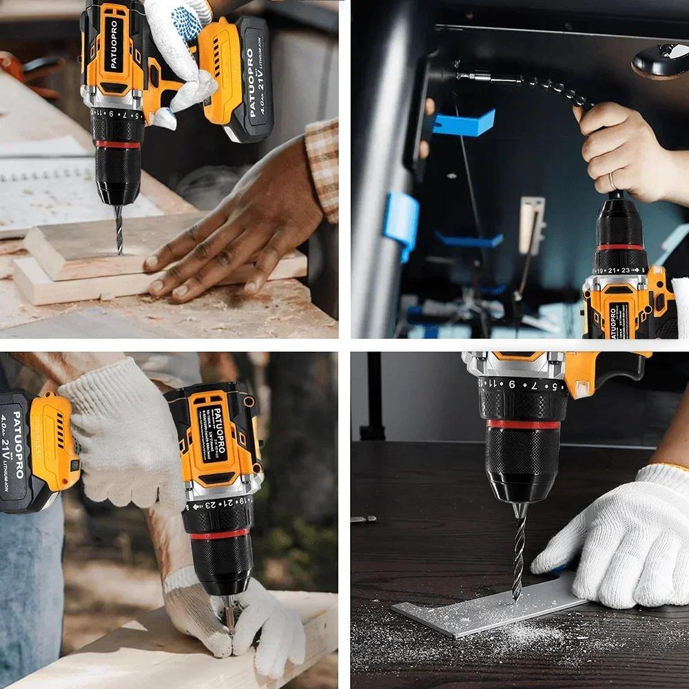 Cordless Electric Drill Brushless 3/8 Inch Keyless Metal Chuck Electric Drill Driver 23 Torque Setting For Makita 18V Battery