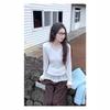 Korean Style Lace Patchwork V-Neck Versatile Long-Sleeve Casual Women's Pullover (2026 Early Spring)