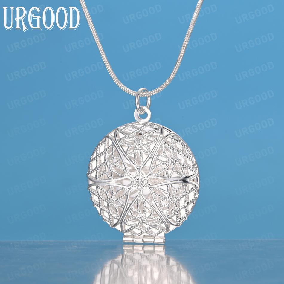 925 Sterling Silver Fashion Photo Frame Pendant Necklace Fashion Wedding Jewelry