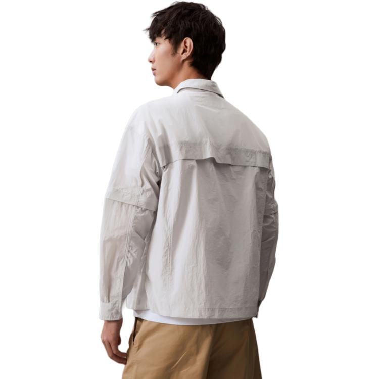 Calvin Klein Outdoor Casual Commuter Two-Way Zipper Collar Shirt Jacket Men Jacket Galaxy-Gray J325366-PC8