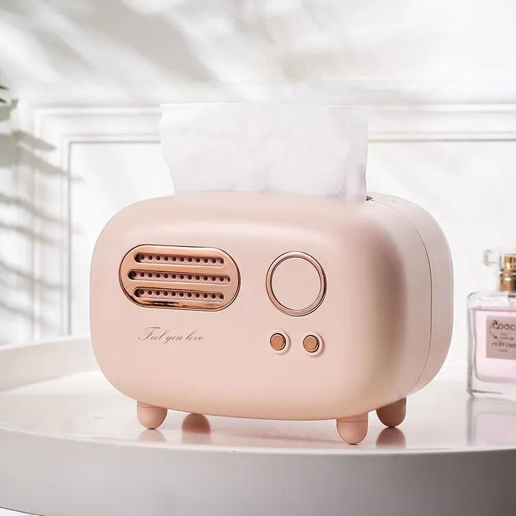 Retro Radio Model Tissue Box Desktop Paper Holder Napkin Case Organizer Ornament Home Decoration Durable Living Room Table Tissue Paper Storage Box