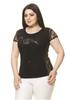 Women's Big Size Blouse Plus Size Black Stone Embroidered Flamingo Body