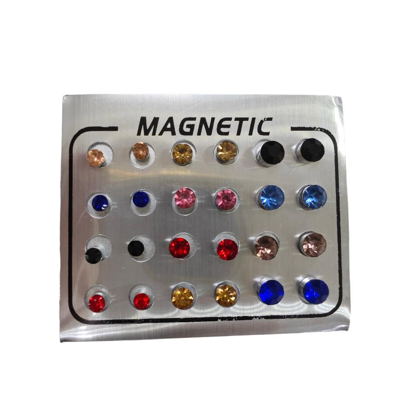 Magnetic Fake Earring Studs No Piercing Round Classic Crystal 4/5/6MM for Business Casual Occasion Wear