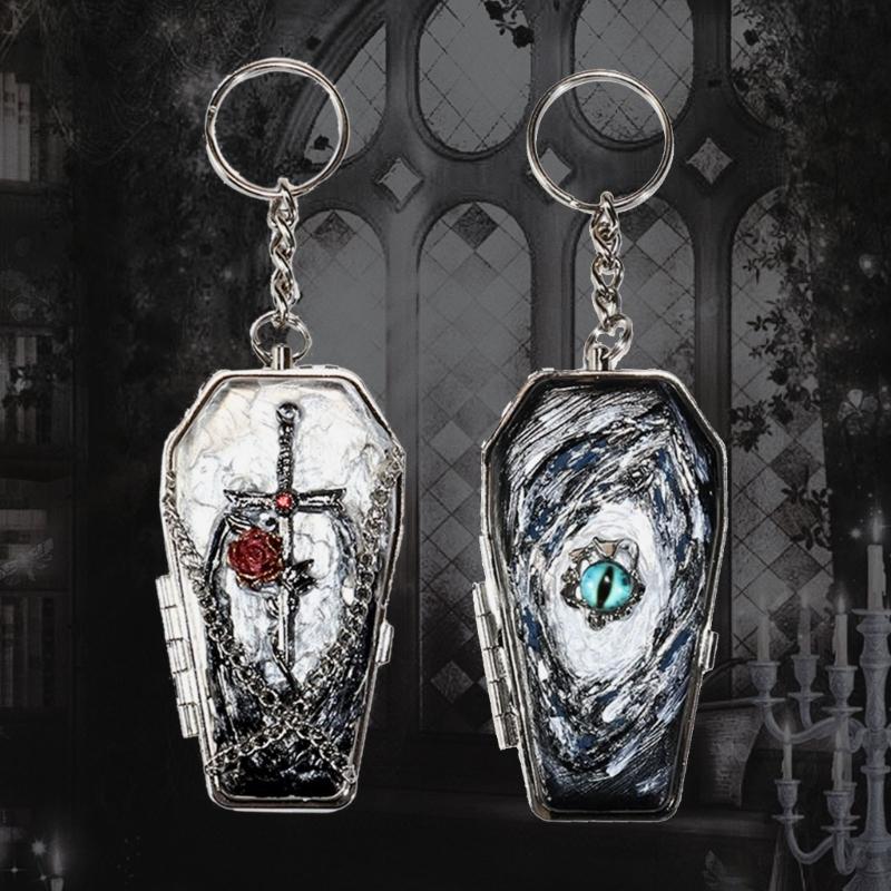 Portable Metal Coffin Shaped Ashtray Keychain Feature Storage Box Stainless Steel Compact Design For Outdoor Travel