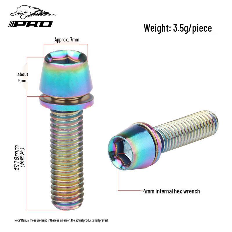 Taiwan PRO M5*18mm Colorful Titanium Alloy Bicycle Stem Screws