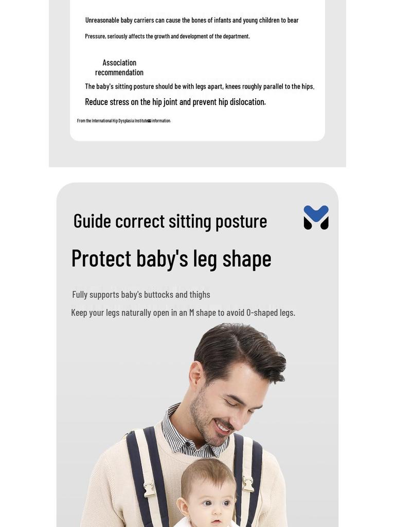 Lightweight 4-Season Baby Carrier with Waist Stool - Multifunctional, Two-Way, Hands-Free Design