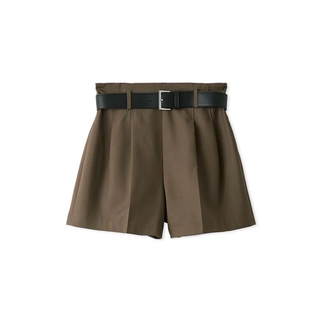 Lily brown belted high-waisted shorts