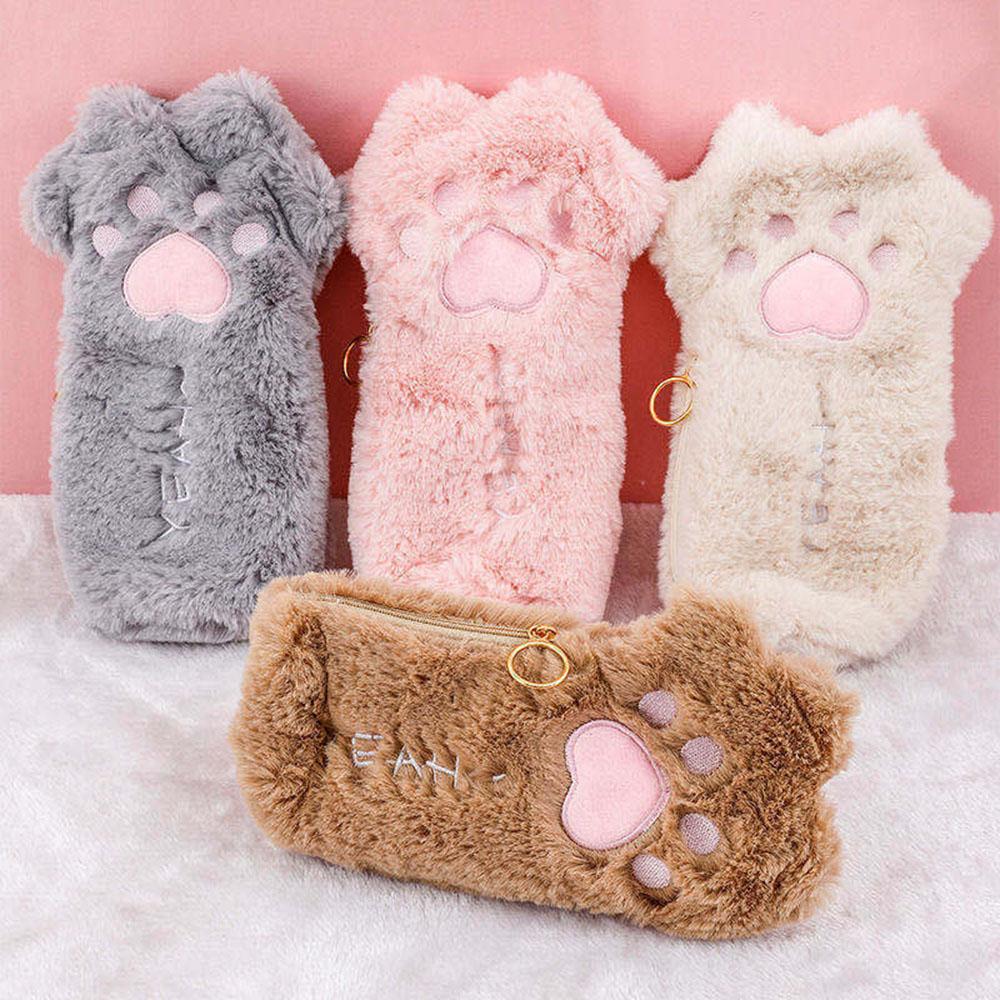 1 PZ Borsa Portapenne Peluche Zampa di Gatto Carina per Ragazza Scuola Cancelleria Kawaii Materiale Scolastico Borsa per Cosmetici