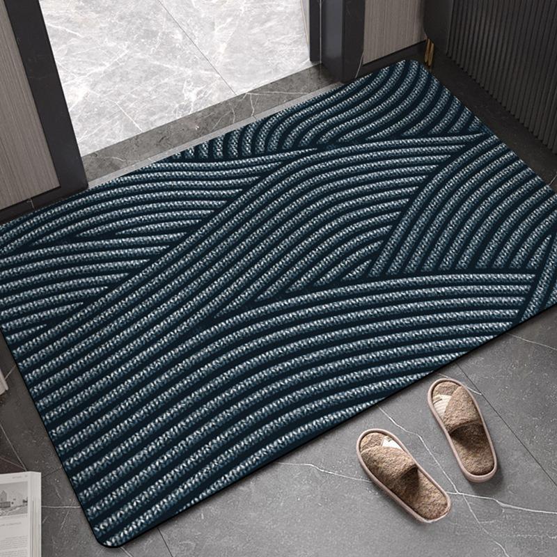 Modern Simple Bathroom Mat Water Absorbent Non-Slip Entrance Carpet Household Striped Living Room Entrance Diatomaceous Earth Durable Foot Mat