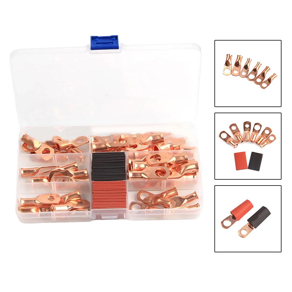 80PCS/set Heavy Duty Copper Wire Lugs With Shrink Tube Kit,include 8,6,4 Electrical Equipment Supplies Accessories