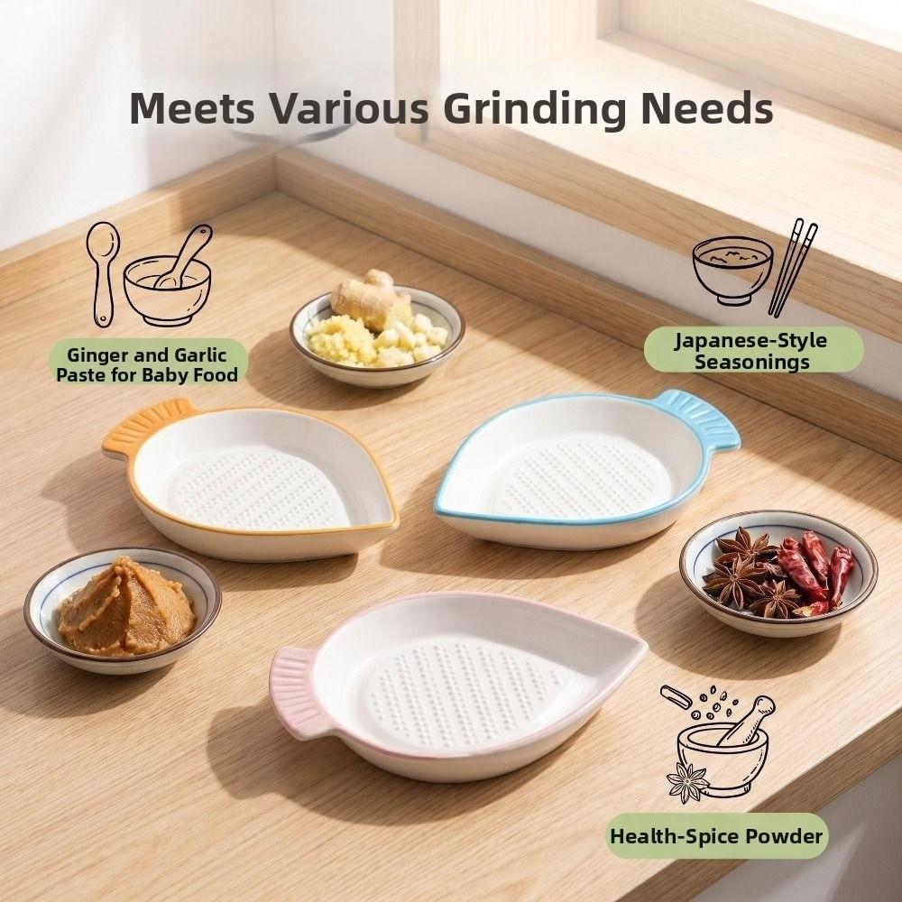 Non-Slip Hand Garlic Ginger Masher Ceramic Seasoning Dipping Dish Kitchen Gadget