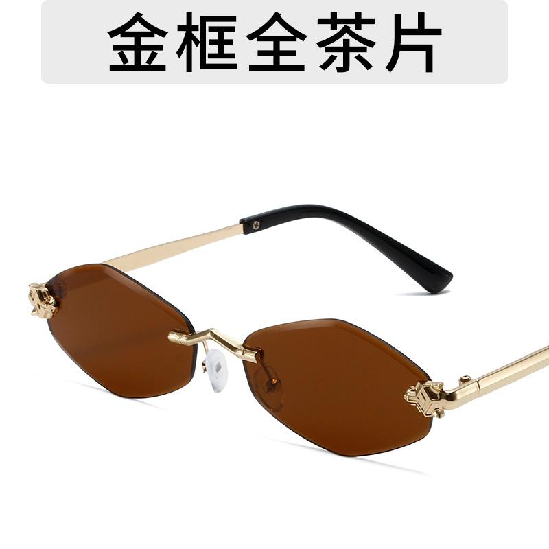Frameless irregular Women sunglasses Black luxury UV400 female Outdoor Travel sunshine Eye glasses trendy