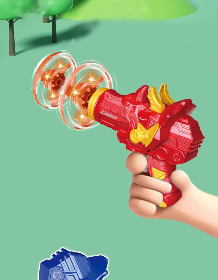 Children's toys flying saucer gyro dual-purpose dinosaur gun flying flash outdoor bamboo dragonfly glowing frisbee