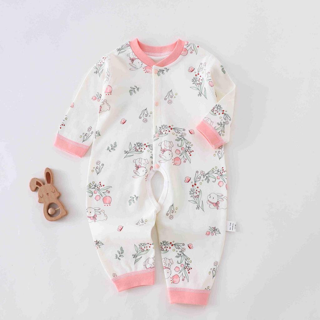 Baumwolle Klasse A Baby Strampler mit offenem Schritt - Langarm Neugeborenen Krabbelanzug für Frühling & Herbst