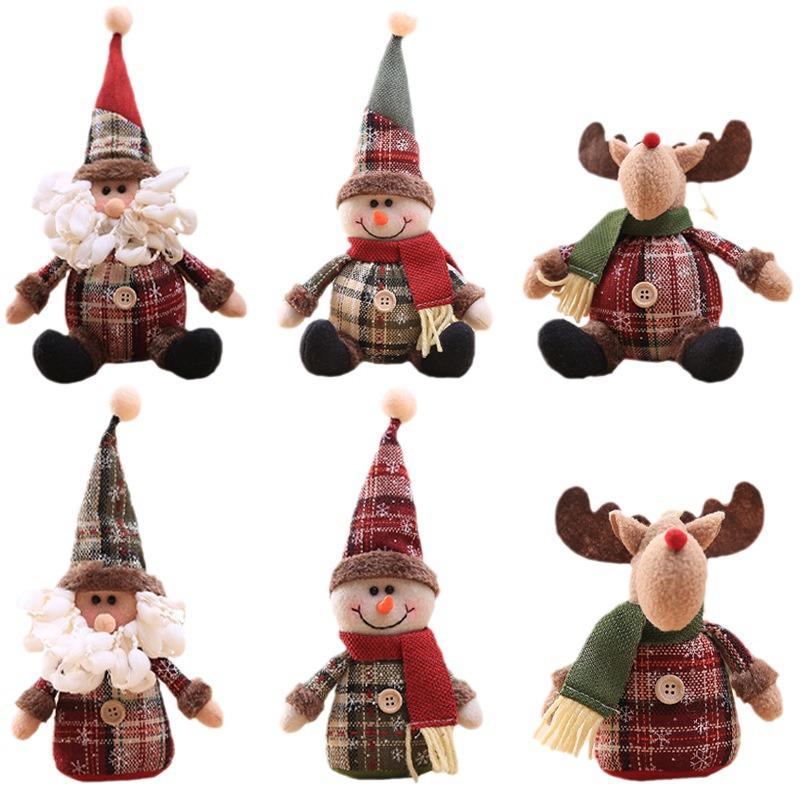 Cartoon Doll & Snowflake Plaid Christmas Tree Ornaments - Children's Holiday Gifts