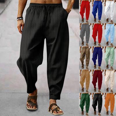 Men's Casual Loose And Comfortable Casual Pants Cotton Linen Buttons Trousers