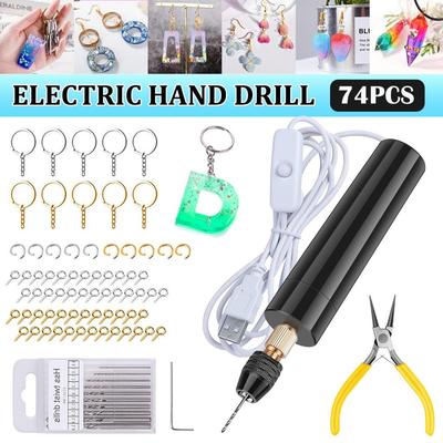 USB-betriebenes tragbares Schlüsselanhänger-Herstellungsset DIY Harzschmuckherstellung Zubehör Mini Elektrische Harz-Handbohrmaschine