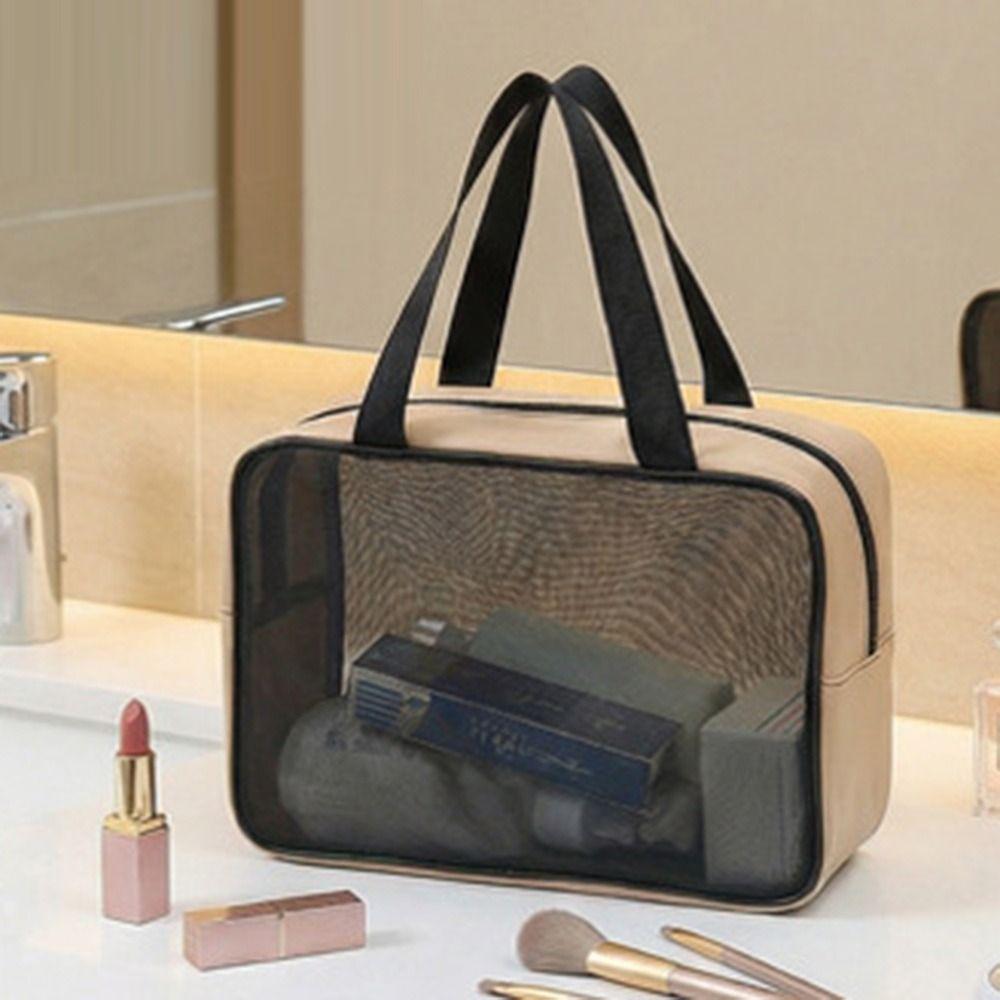 Portable Large Capacity Toiletry Bag Multi-Purpose Breathable Mesh Bath Bag Hollow Out Waterproof Cosmetic Storage Bag
