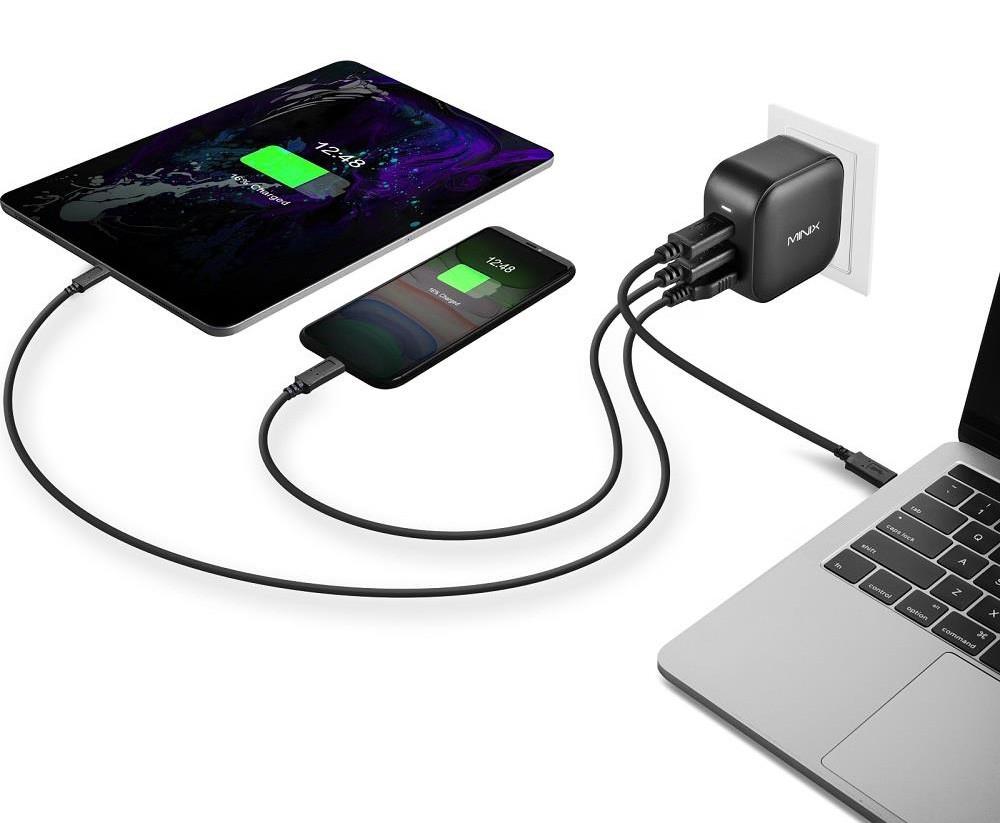 MINIX P1 65W 3-Port GaN Wall Charger with Multi-Protection Safety System