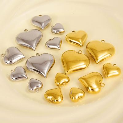 2pcs Different Size Love Pendant Smooth Heart Stainless Steel Charms For Jewelry Making Bulk Diy Earrings Keychain Girl Pendants
