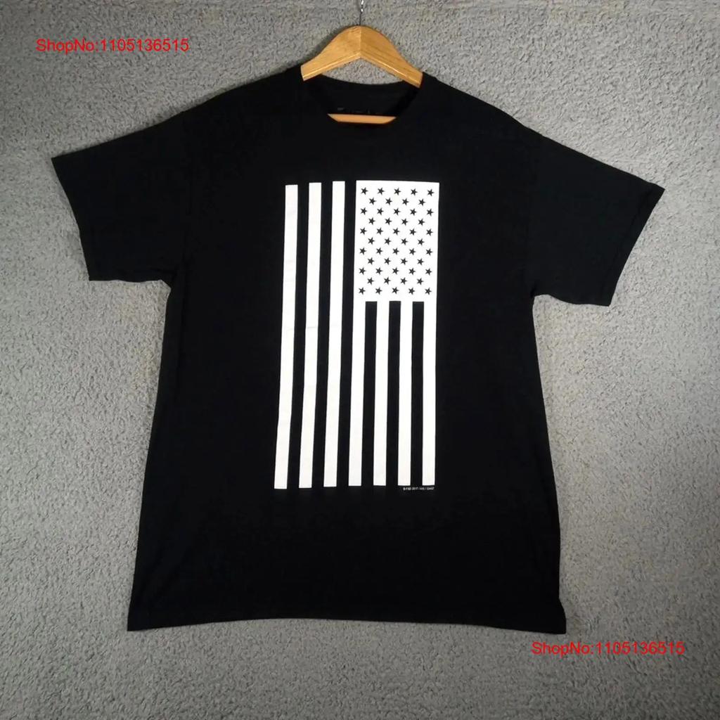 5 Star American Flag T Shirt Men's Sz Large Black White Patriotic USA vintage Washed Breathable Unisex Comfortable fashion