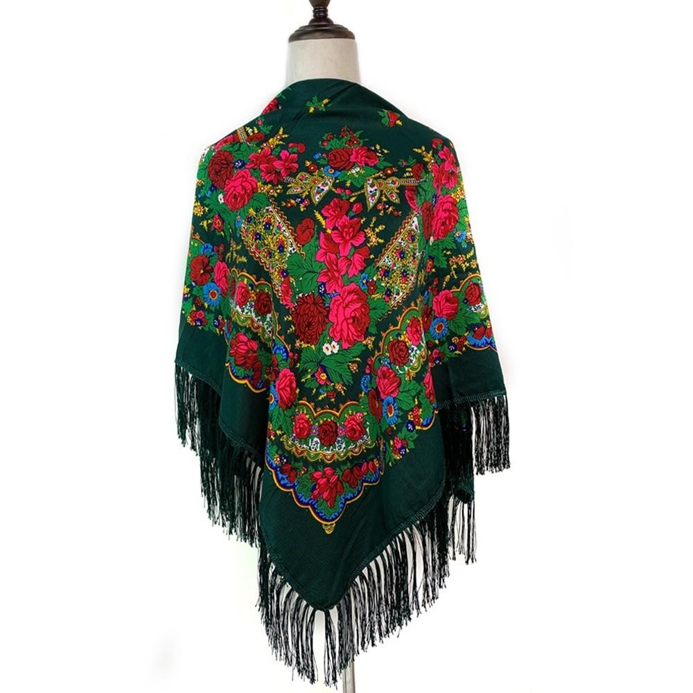 Fringes Russian Style Muffler Scarf Fashion Tassel Shawl Floral Poncho Shawl  Women's Wear